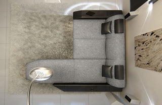 Ecksofa Prato L-Form aus Stoff Grau-Schwarz