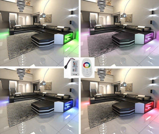 Ecksofa Prato L-Form aus Stoff Grau-Schwarz