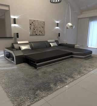 Ecksofa Prato L-Form aus Stoff Grau-Schwarz