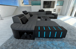 XXL Stoff Wohnlandschaft Bellagio U-Form Grau-Schwarz