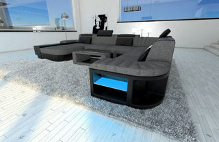 XXL Stoff Wohnlandschaft Bellagio U-Form Grau-Schwarz