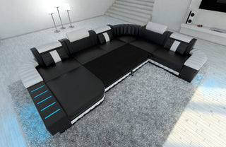 XXL Stoff Wohnlandschaft Bellagio U-Form Grau-Schwarz