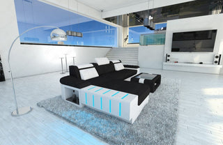 Ecksofa Bellagio L-Form aus Stoff Dunkelgrau-Weiß