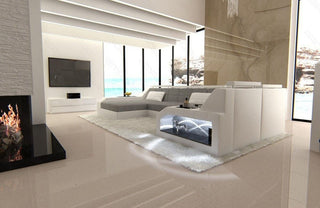Wohnlandschaft Arezzo U-Form aus Stoff Grau-Weiß