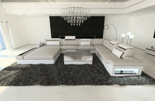Wohnlandschaft Mezzo XXL U-Form in Stoff Macchiato-Weiß