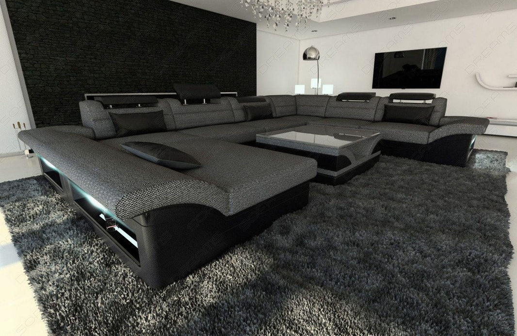 XXL Wohnlandschaft Enzo U-Form in Stoff
