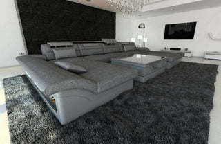 Couchlandschaft Monza U-Form in Stoff Grau-Grau