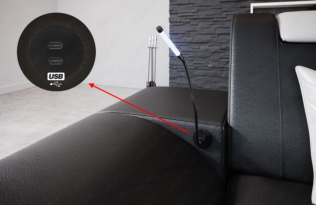 Ecksofa Parma L-Form aus Stoff Schwarz-Weiß