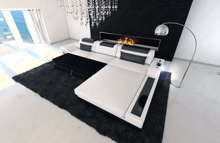 Ecksofa Parma L-Form aus Stoff Schwarz-Weiß