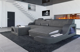 Stoff Ecksofa Palermo L-Form Grau-Schwarz