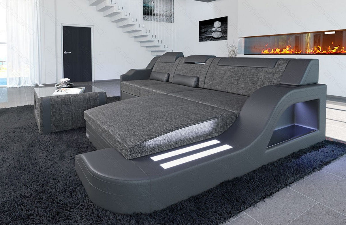 Stoff Ecksofa Palermo L-Form Grau-Schwarz