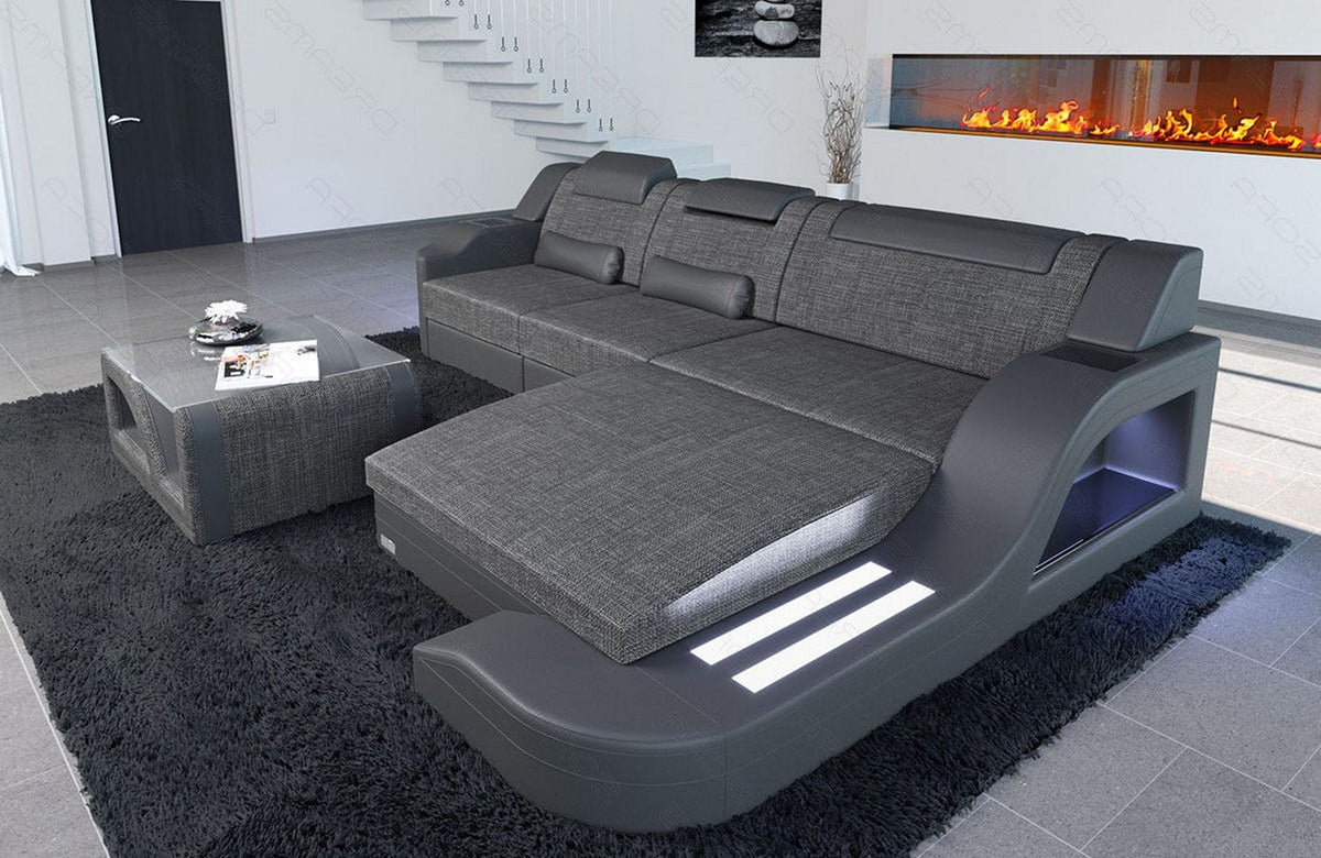 Stoff Ecksofa Palermo L-Form Grau-Schwarz