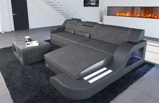 Stoff Ecksofa Palermo L-Form Grau-Schwarz