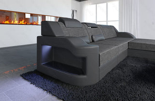 Stoff Ecksofa Palermo L-Form Grau-Schwarz