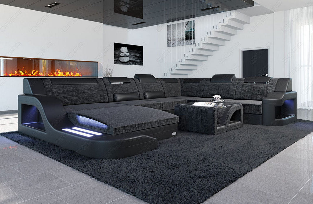 XXL Stoff Wohnlandschaft Palermo U-Form