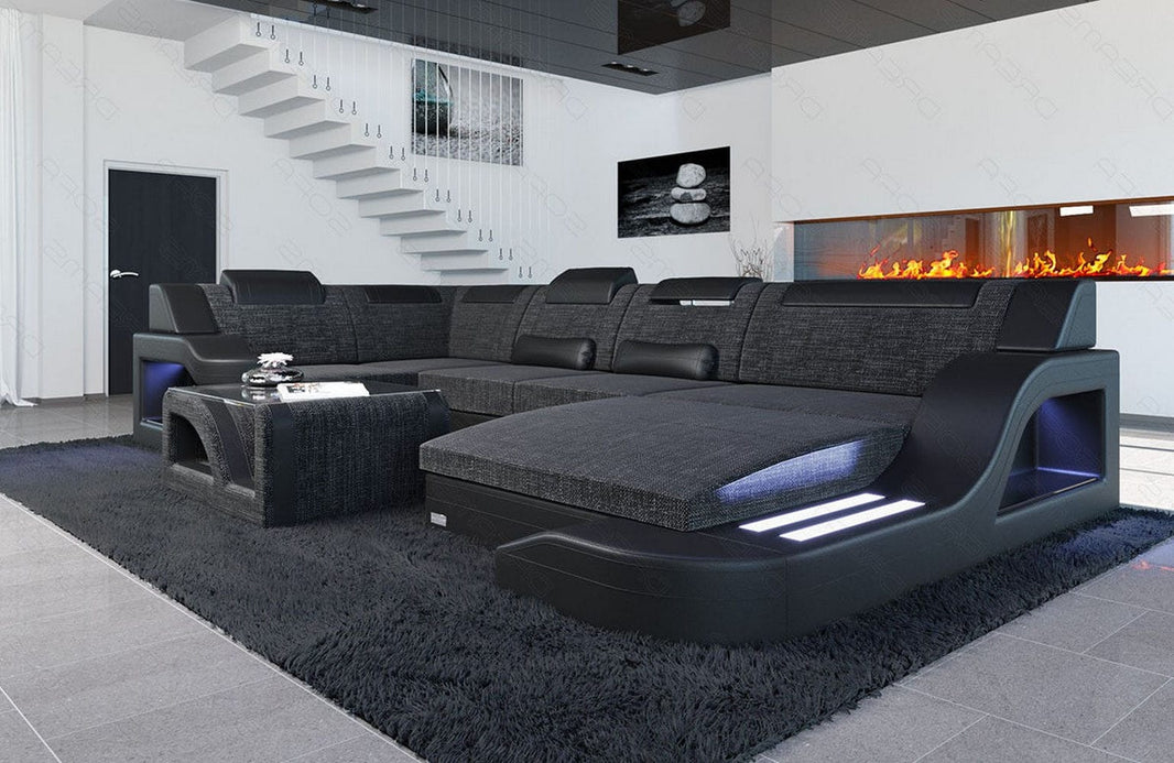 Stoff Wohnlandschaft Palermo U-Form