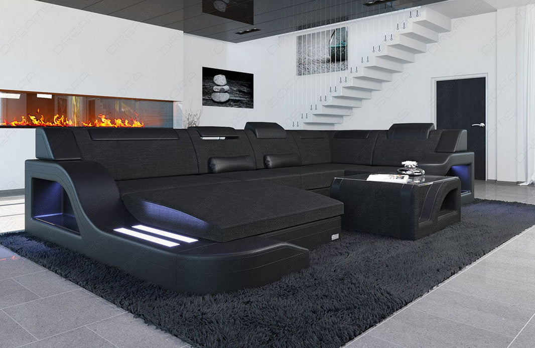 Stoff Wohnlandschaft Palermo U-Form