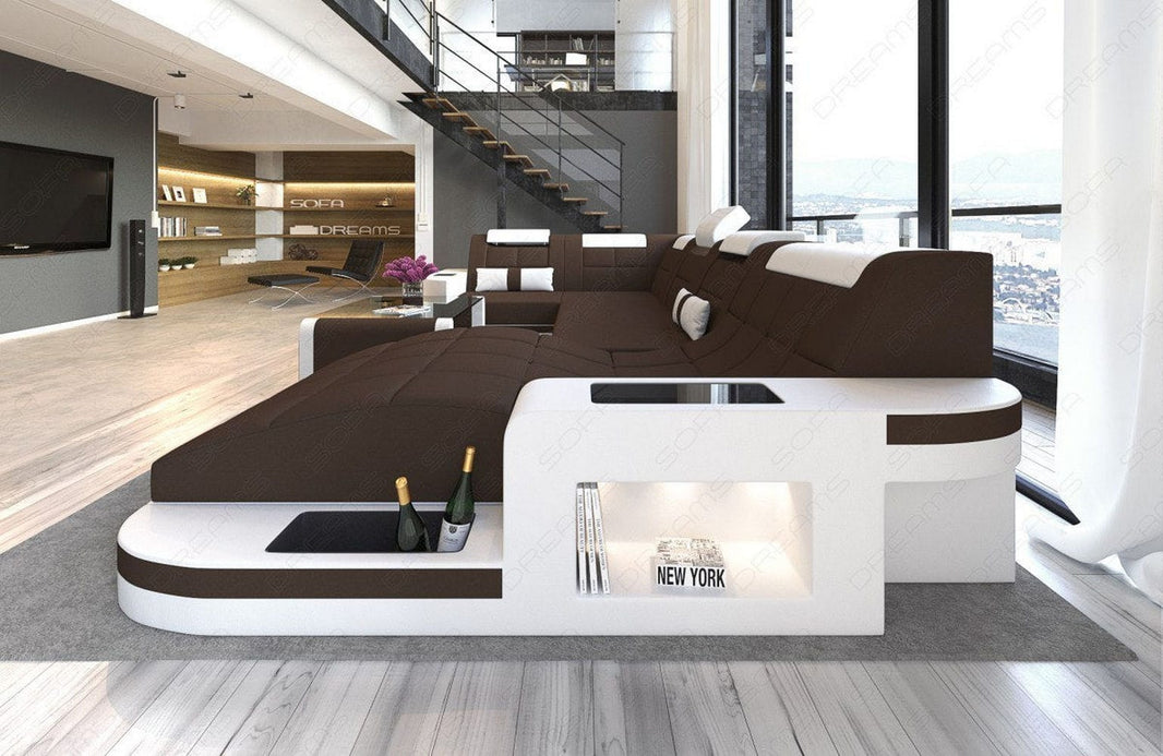 Stoff Wohnlandschaft Wave U-Form