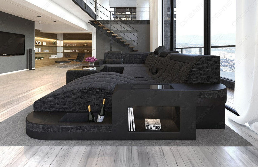 Stoff Wohnlandschaft Wave U-Form