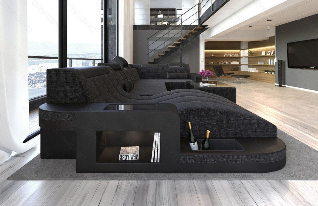 Stoff Wohnlandschaft Wave U-Form