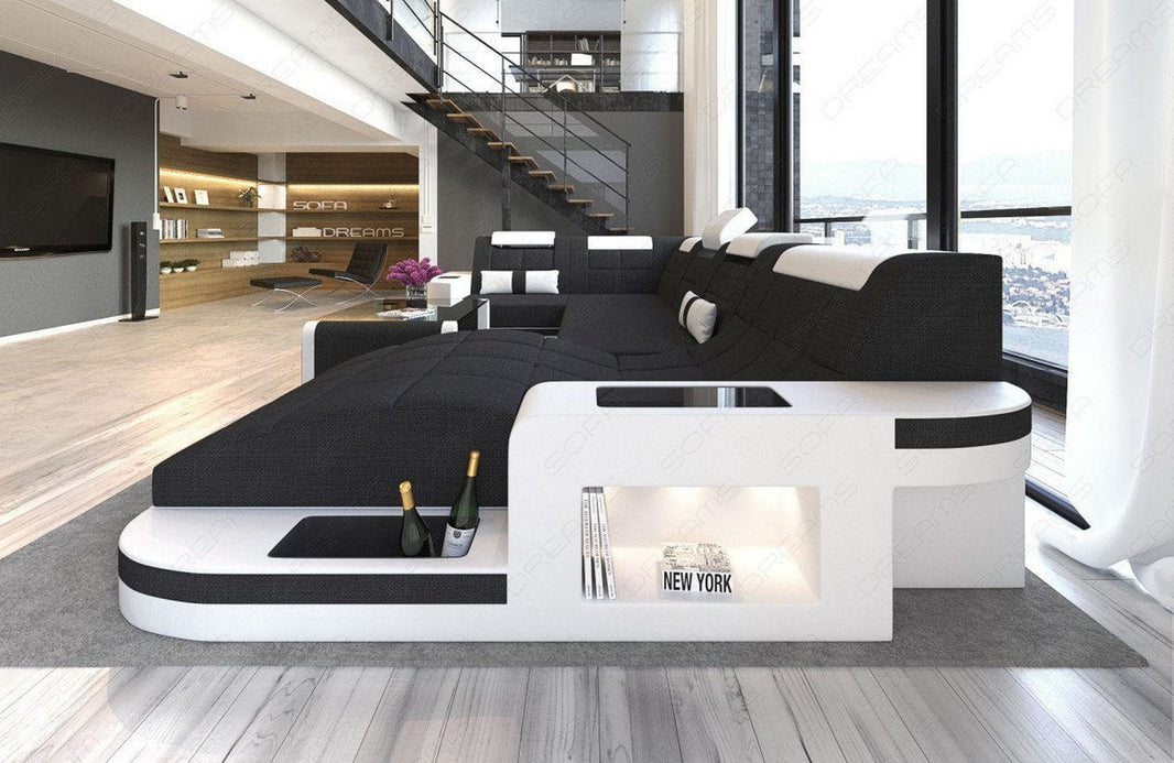 Stoff Wohnlandschaft Wave U-Form