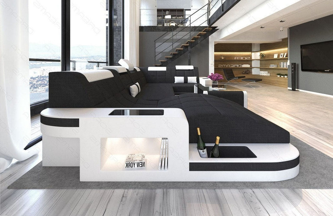 Stoff Wohnlandschaft Wave U-Form