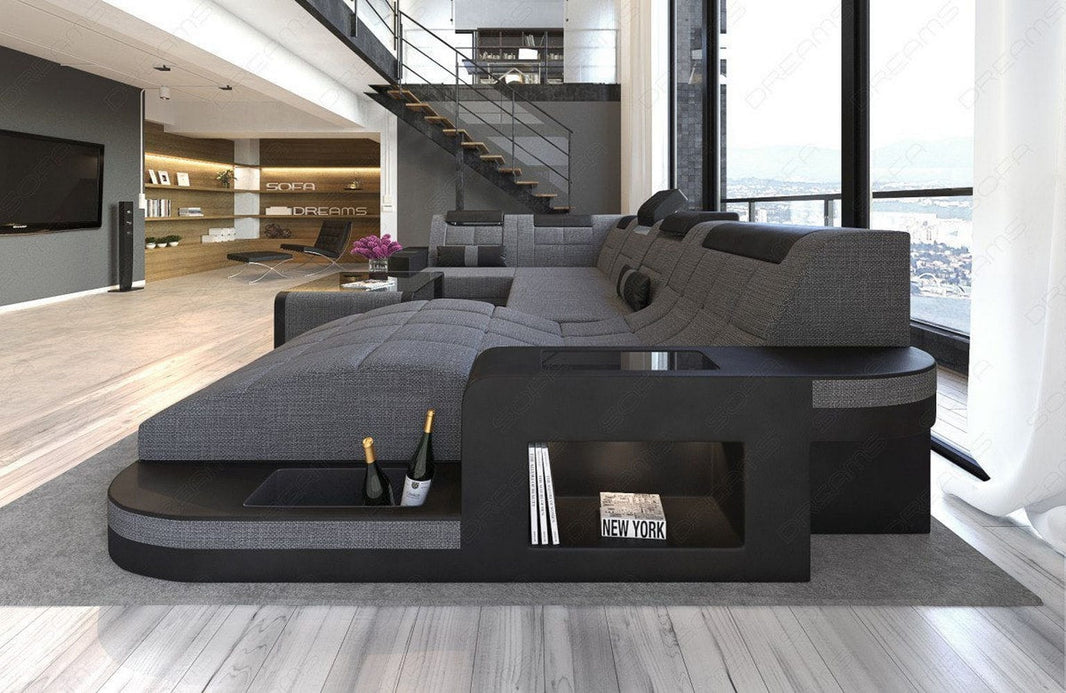Stoff Wohnlandschaft Wave U-Form