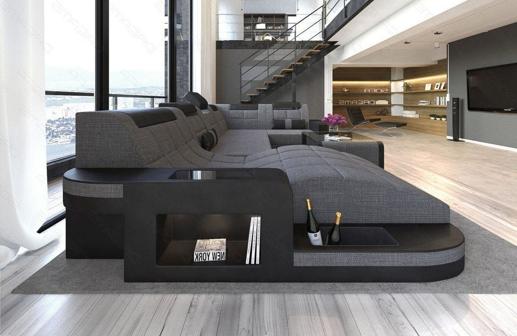 Stoff Wohnlandschaft Wave U-Form