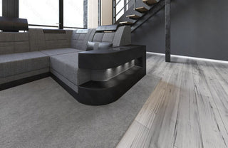 Stoff Wohnlandschaft Wave U-Form Grau-Schwarz