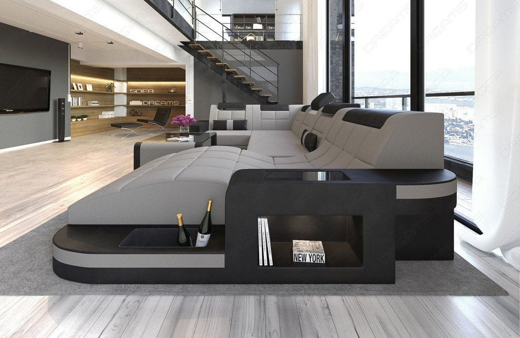 Stoff Wohnlandschaft Wave U-Form