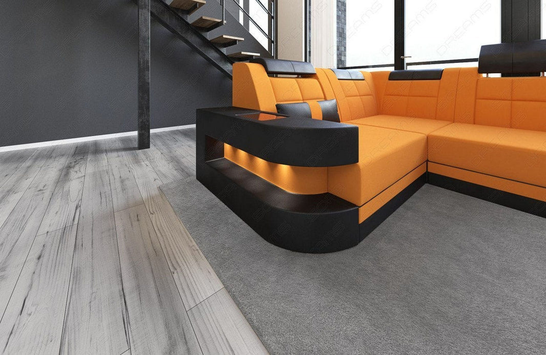 Stoff Wohnlandschaft Wave U-Form