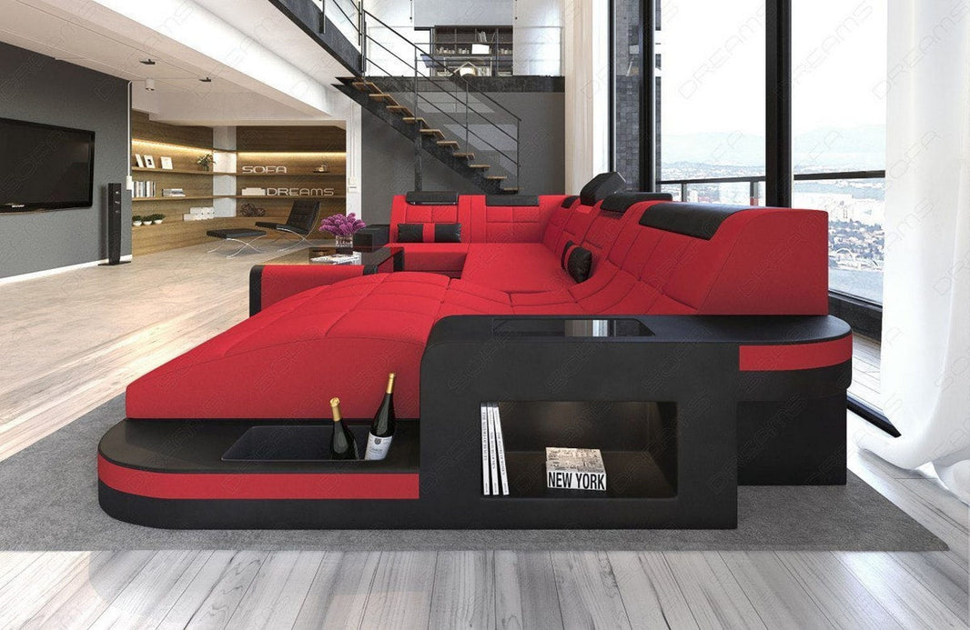 Stoff Wohnlandschaft Wave U-Form
