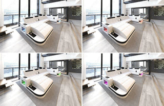 Wohnlandschaft Wave XXL U-Form in Stoff Grau-Weiß