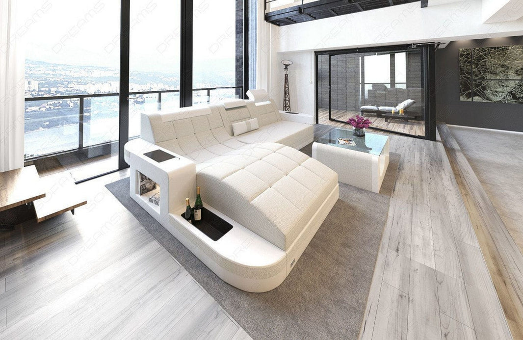 Couch Wave L-Form in Stoff