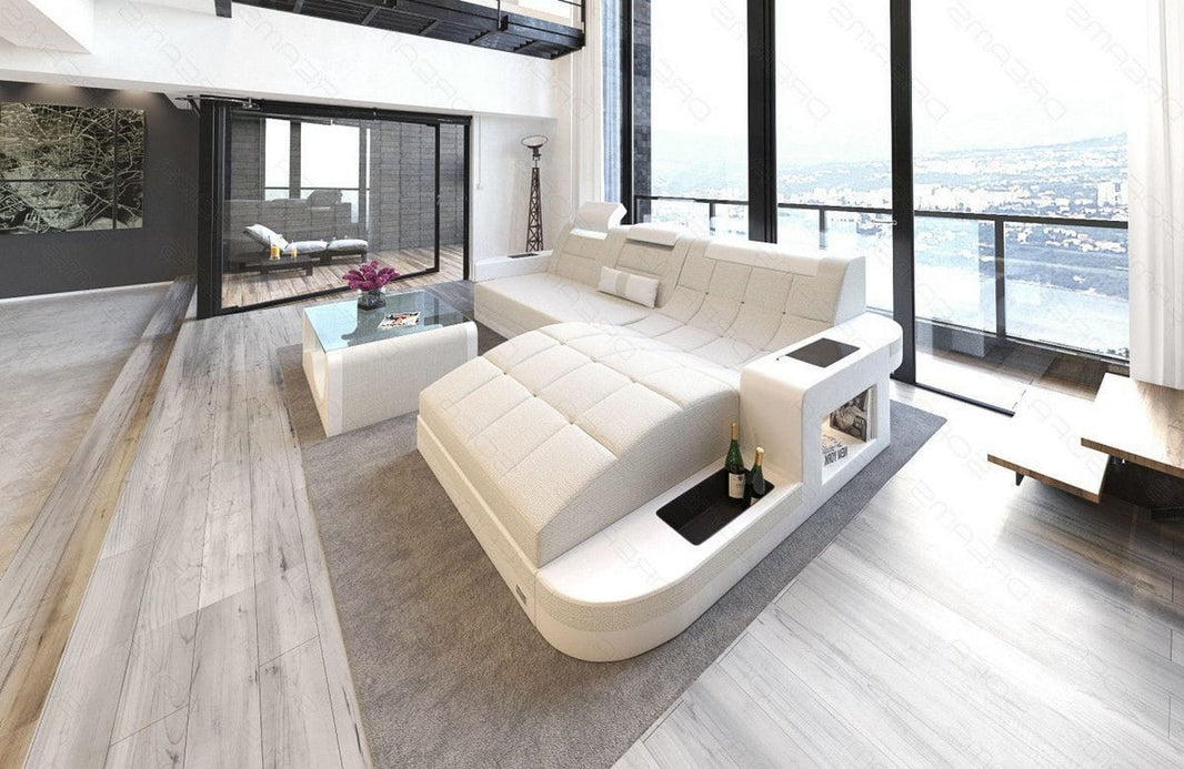 Couch Wave L-Form in Stoff