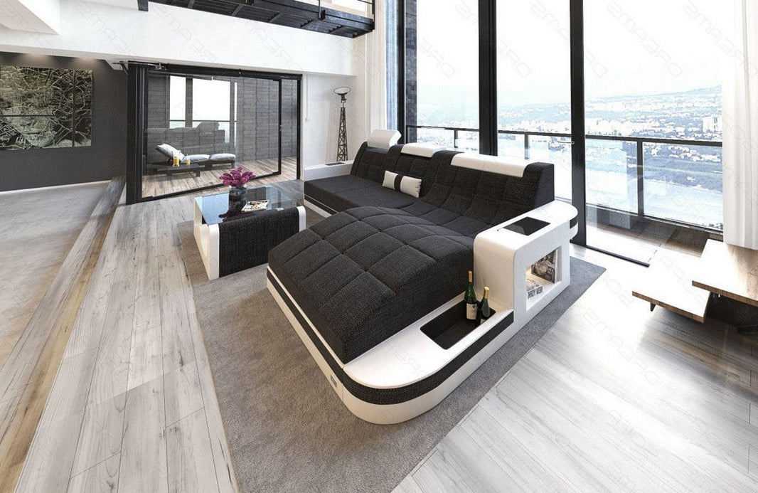 Couch Wave L-Form in Stoff