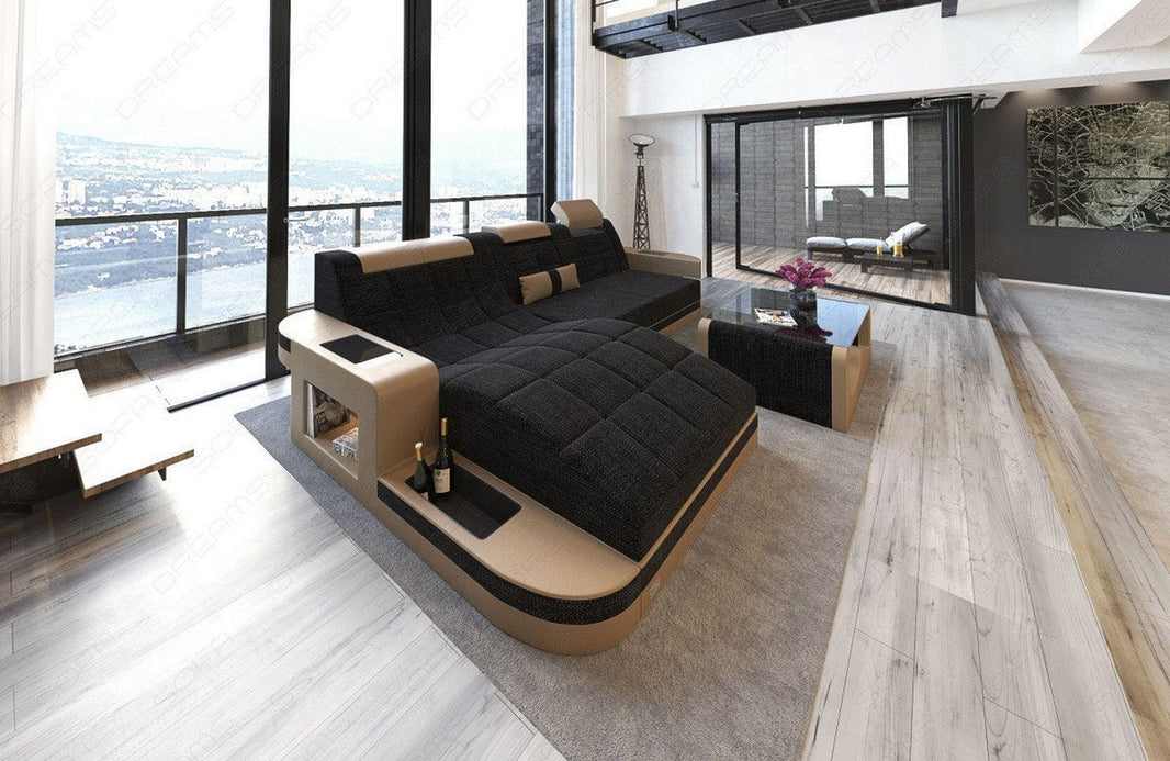 Couch Wave L-Form in Stoff
