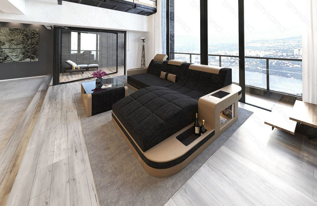 Couch Wave L-Form in Stoff