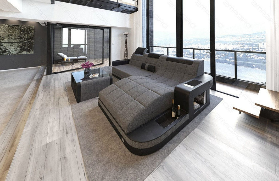Couch Wave L-Form in Stoff