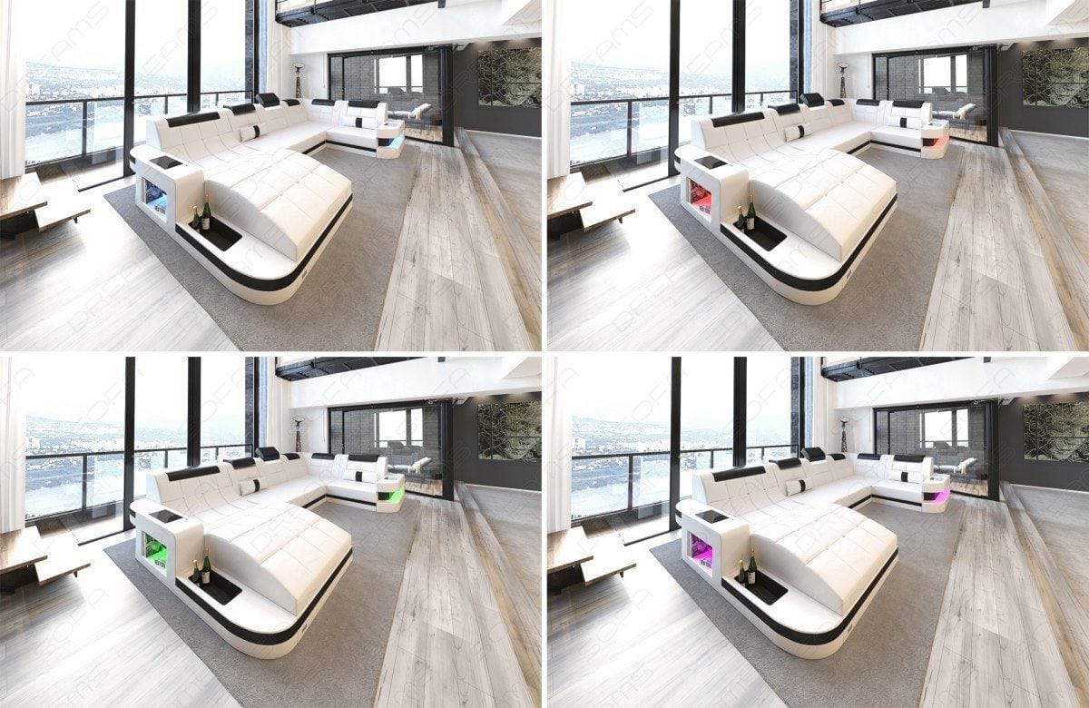 Couch Wave L-Form in Stoff Braun-Sandbeige
