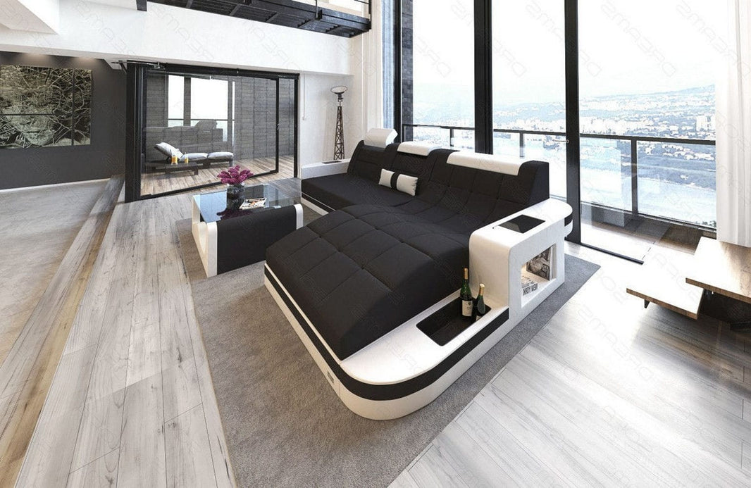 Couch Wave L-Form in Stoff