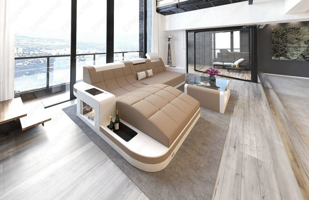 Couch Wave L-Form in Stoff
