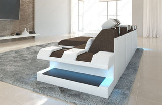Stoff Ecksofa Apollonia L-Form Braun-Weiß