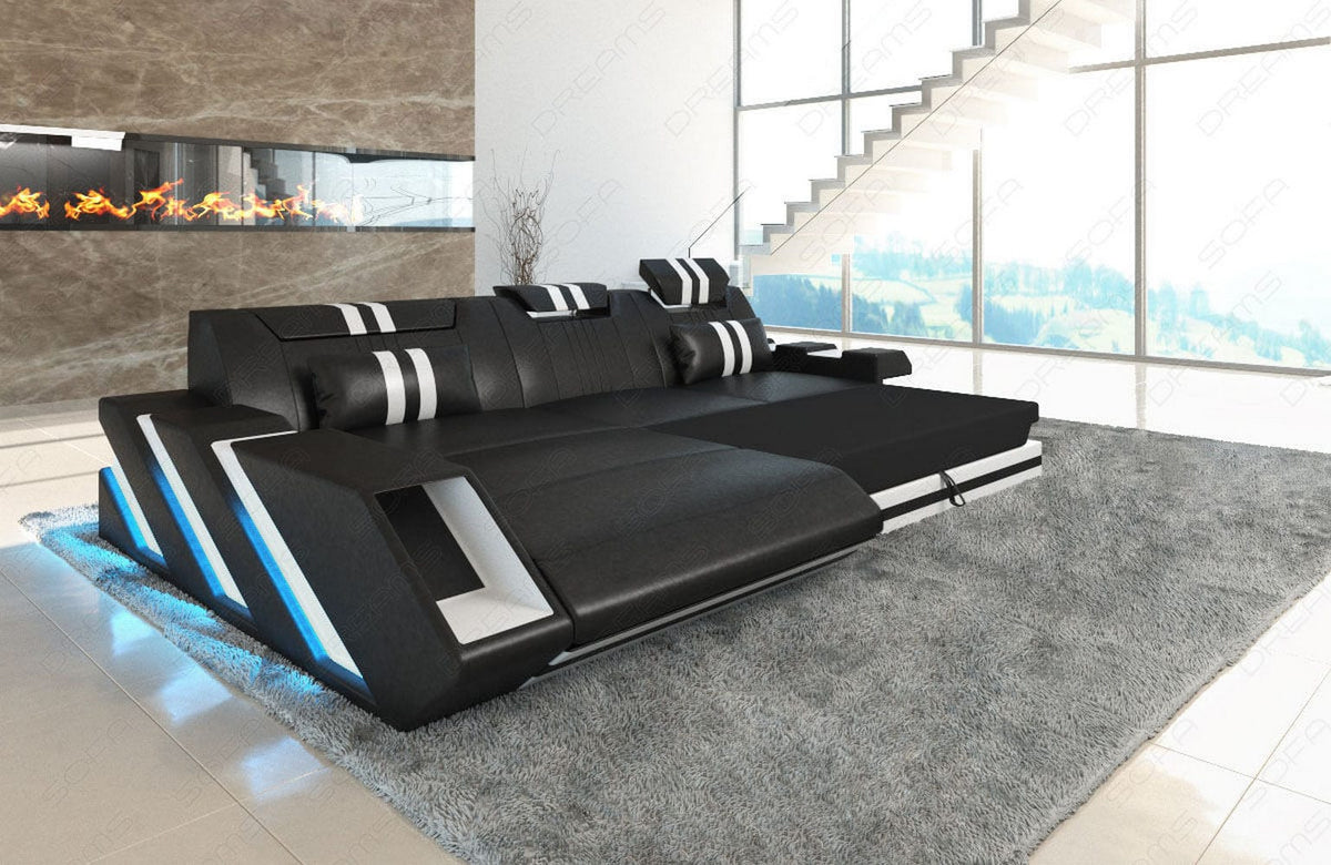 Stoff Ecksofa Apollonia L-Form Braun-Weiß