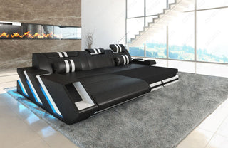 Stoff Ecksofa Apollonia L-Form Braun-Weiß