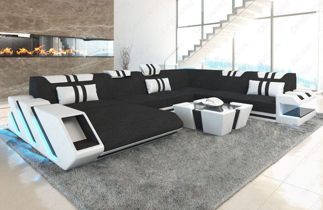 XXL Stoff Wohnlandschaft Apollonia U-Form