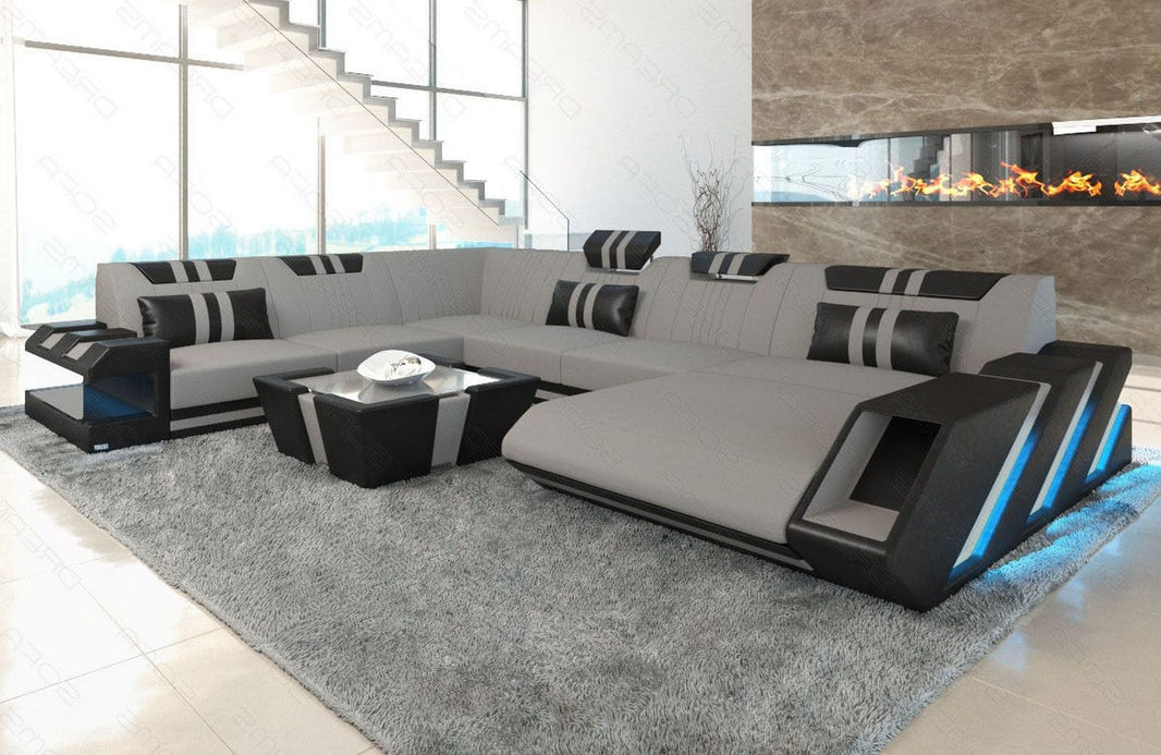 XXL Stoff Wohnlandschaft Apollonia U-Form