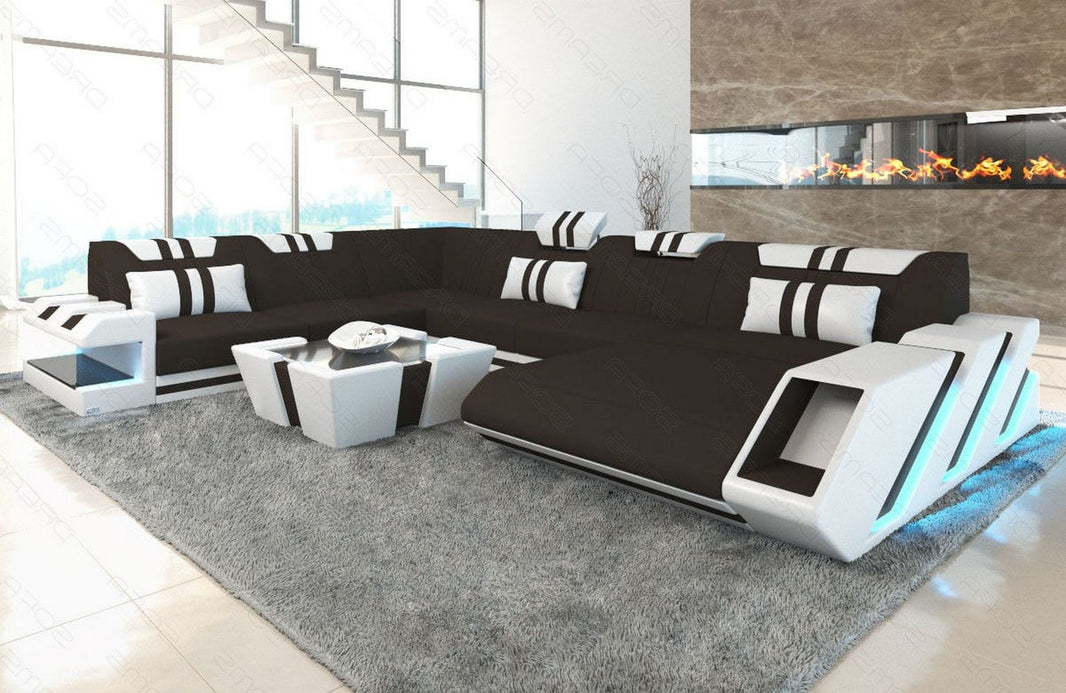 XXL Stoff Wohnlandschaft Apollonia U-Form