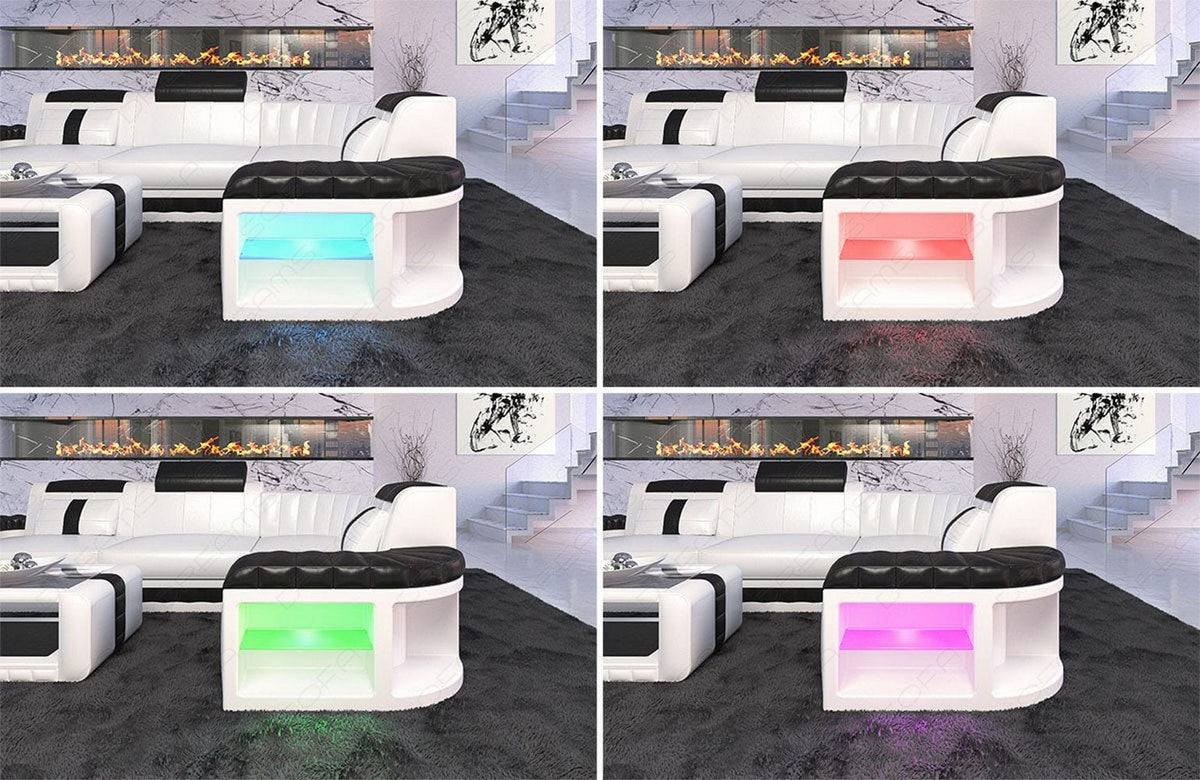 Stoff Ecksofa Bergamo L-Form Braun-Weiß