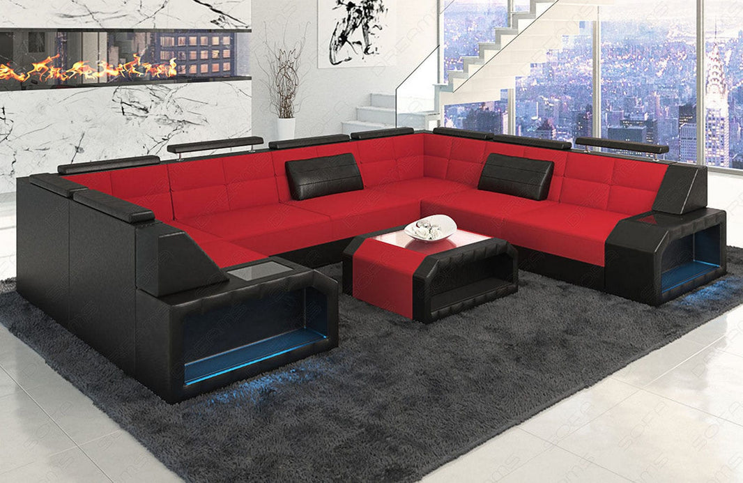 Wohnlandschaft Pesaro U-Form aus Stoff